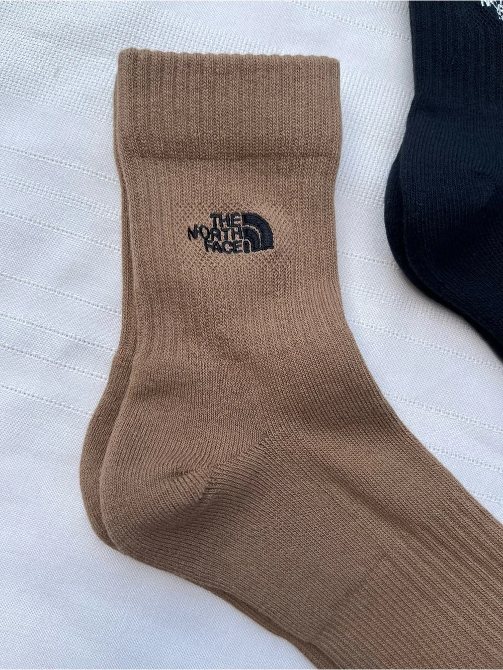 NWOT North Face Men's Crew Socks  3 pairs Black and Tan Large